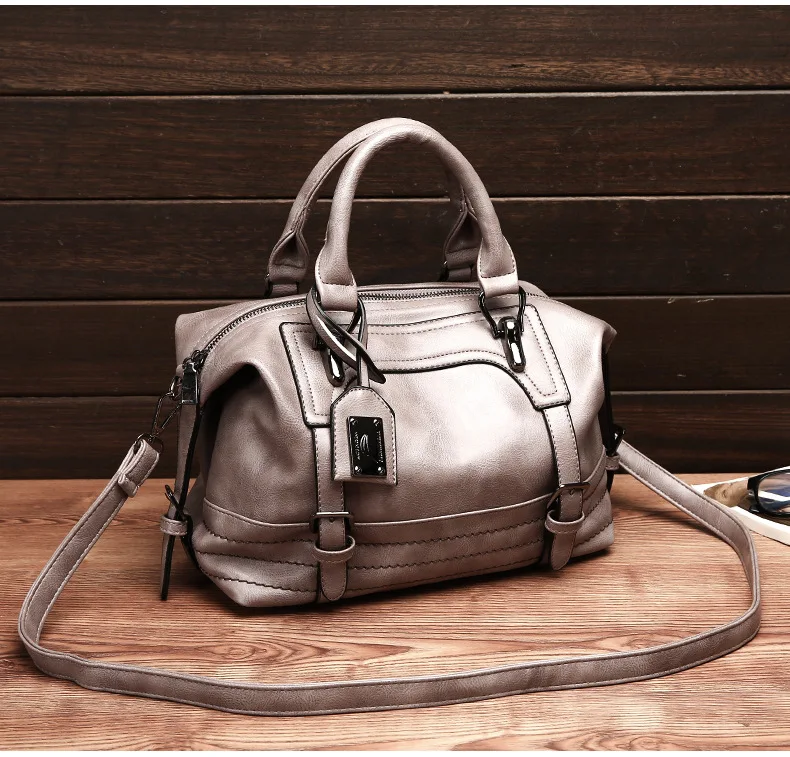Винтаж Pu кожаный мешок Бостон качество чудаковатый Tote Chic Креста тела сумка