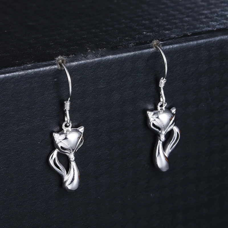 

100% 925 sterling silver Promotion fashion little fox women jewelry gift ladies`drop earrings shipping wholesale cheap female