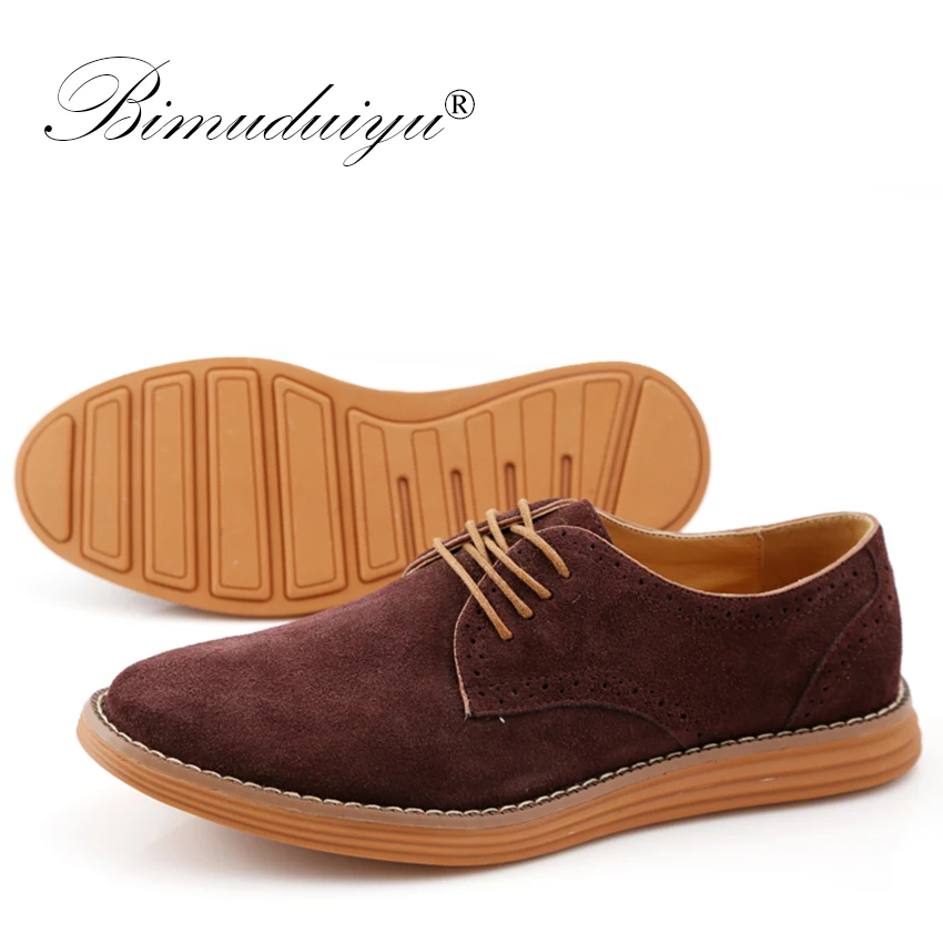 BIMUDUIYU Brand Plus Size 47 Men Casual Leather Shoes Oxfords Suede Flats Spring Autumn Fashion Classic | Обувь