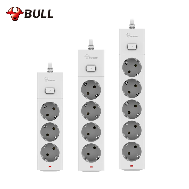 

Bull Eu Plug Power Strip 3M Electrical Socket EU Plug Extension Socket EU Power Strip 250V 10A 2500W EU security SOCKET