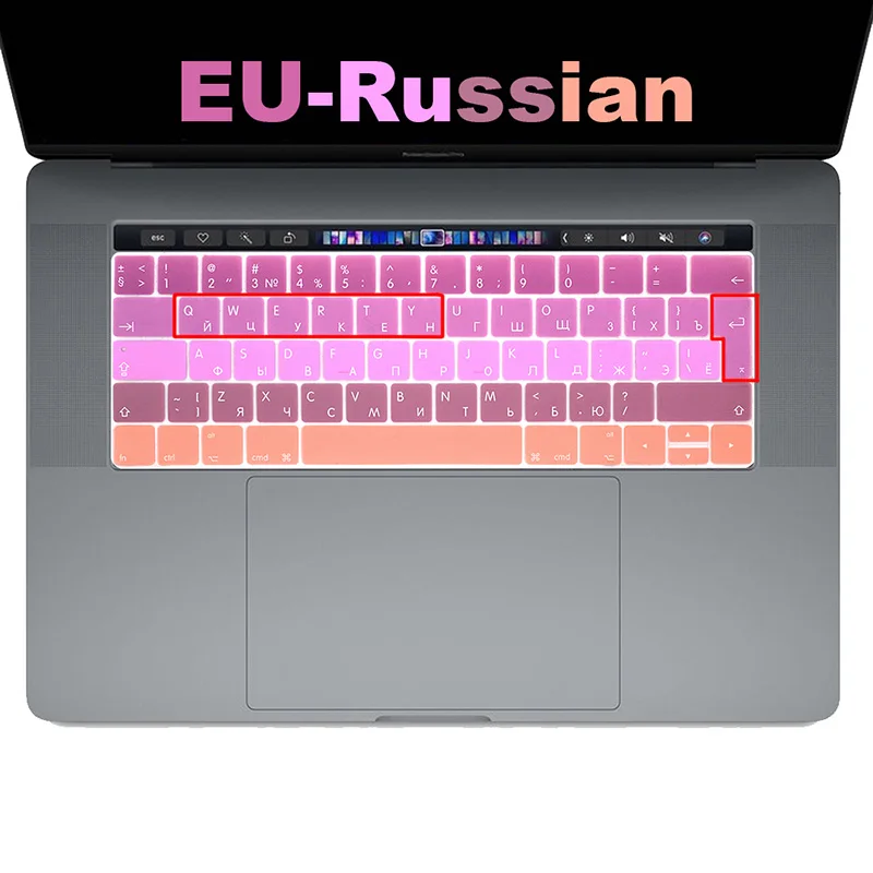 Gradient red Русская клавиатура чехол Защитная пленка для нового Macbook Pro 13 15 с сенсорной панелью модель A1706/A1989 A1707 A2159 A1990 EU - Цвет: Gradient red