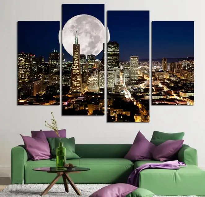 4 Панели Unframed Пейзаж Маслом Дешевые Холст Стены Искусства Висит Картина