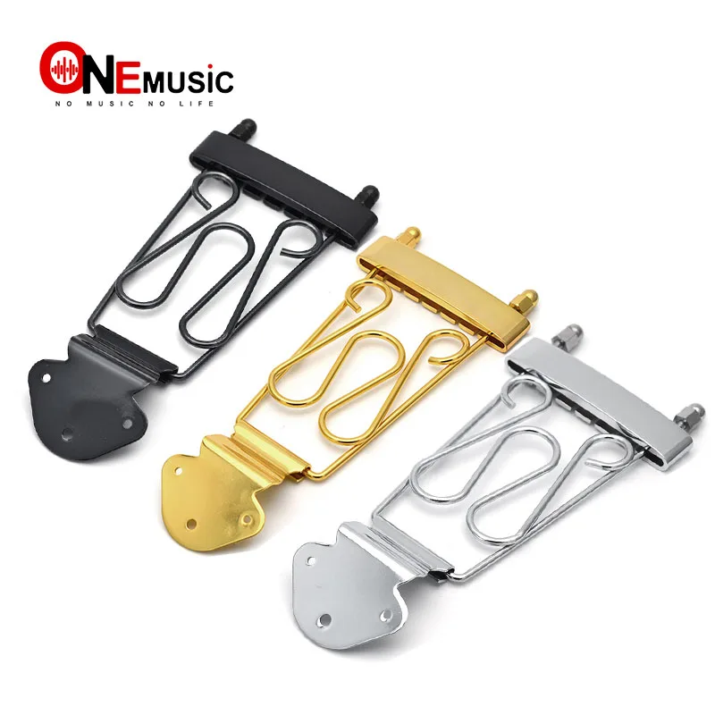 

Guitar Bridge Trapeze Tailpiece for 6 String Electric Guitar 50.0mm String Pitch Chrome Black Gold