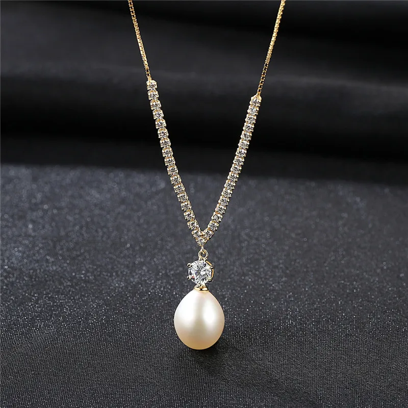 Ожерелье из стерлингового серебра 925 пробы 10-11 мм с жемчугом ААА цирконием