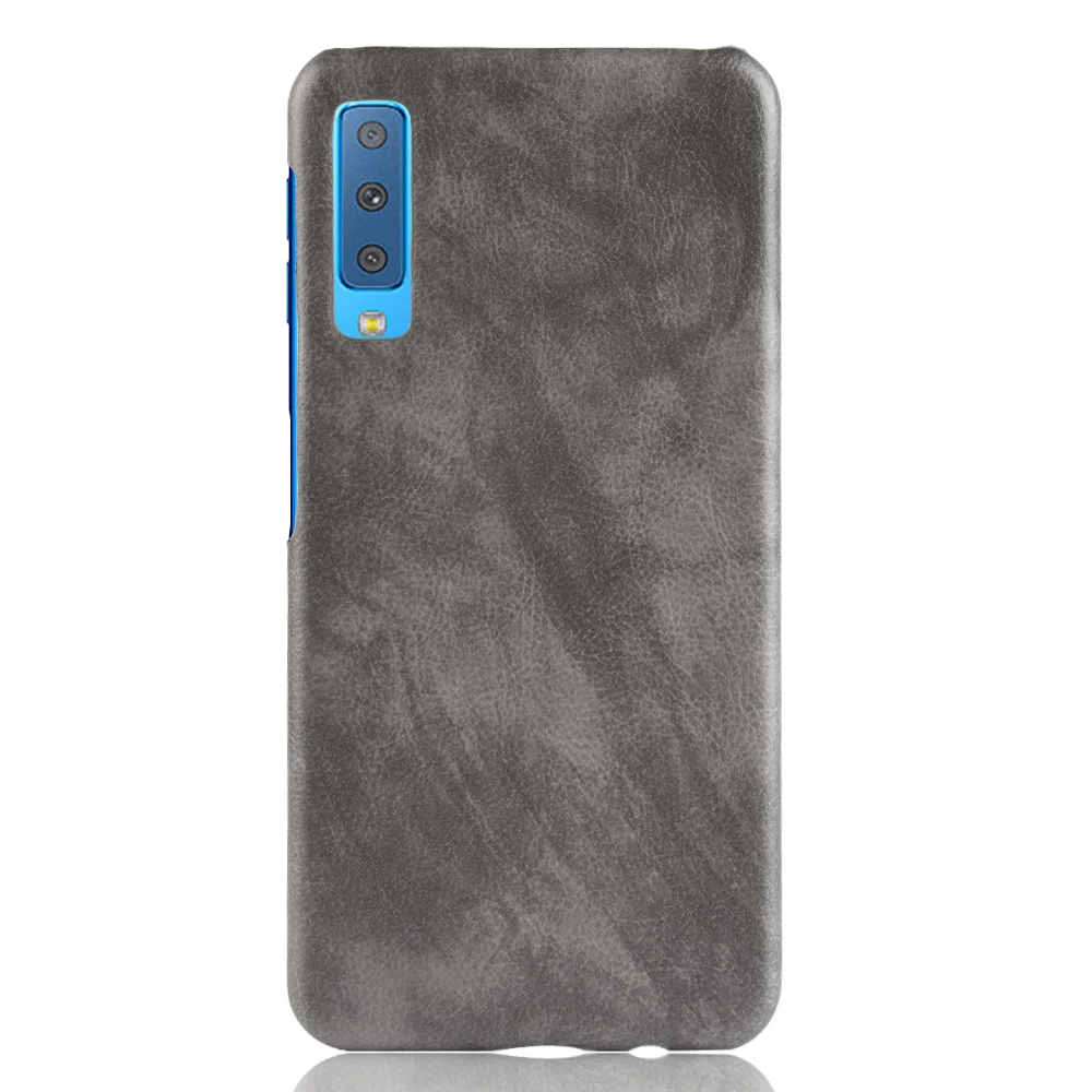 Lichee Pattern Mobile Phone Case For SAMSUNG A7 2018 uxury PU Leather Hard Plastic Back Cover |