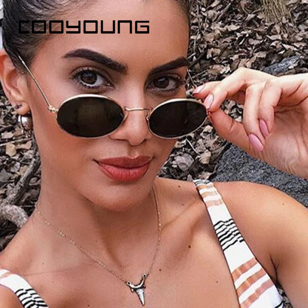 COOYOUNG маленькие овальные солнцезащитные очки для женщин и мужчин, винтажные брендовые дизайнерские солнцезащитные очки, металлическая оправа, UV400 gafas de sol