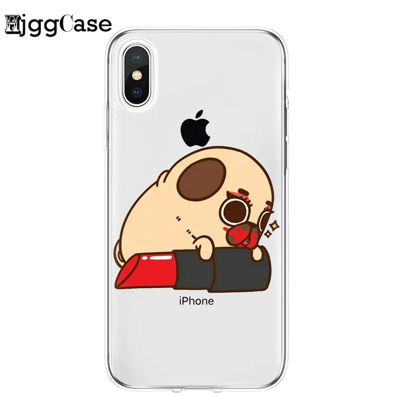 Мягкий силиконовый чехол для iPhone 11 12 Pro XS Max X XR с милым щенком Мопсом телефона