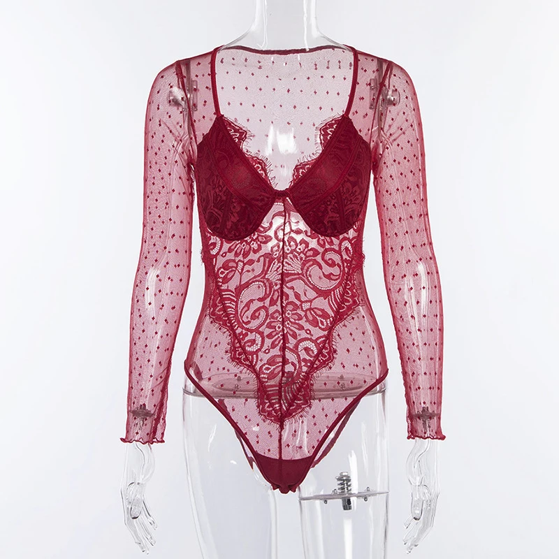Body suit sexy lingerie women bodysuit jumpsuit plus size underwear one piece lace sheer teedy P1731423 | Тематическая одежда и