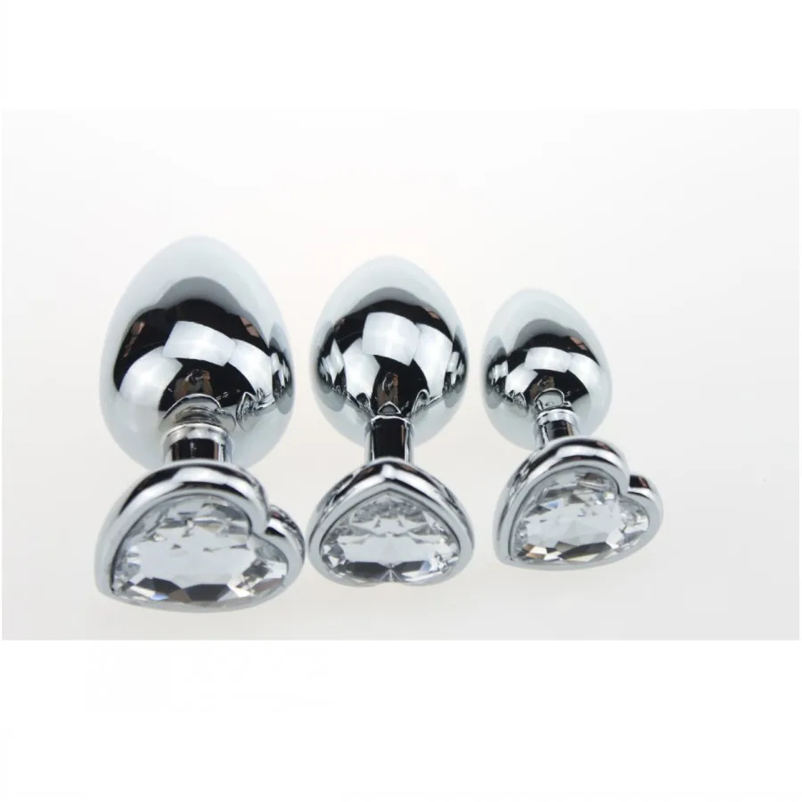 3pcs/lot Heart Base Button Sliver Stainless Steel Butt Plug Metal Anal Set Sex Products Erotic Big Toys | Красота и здоровье