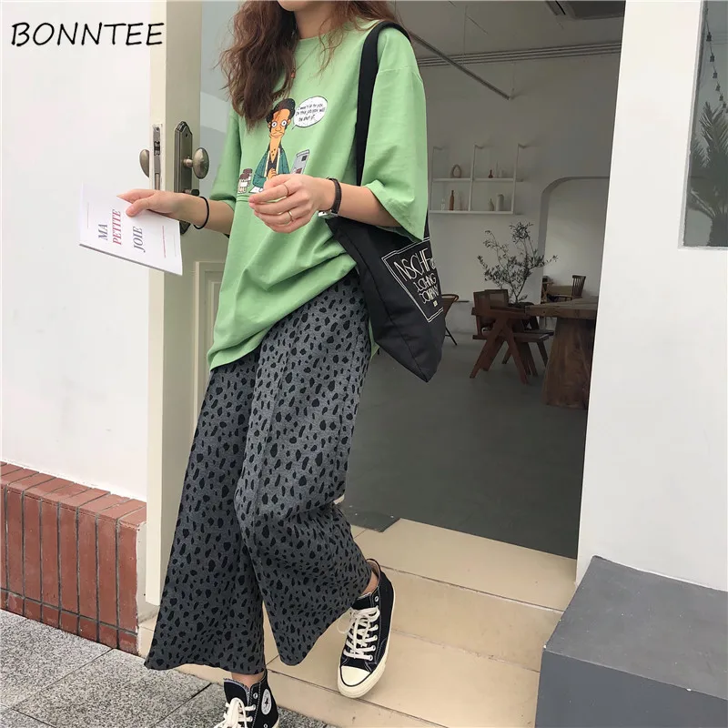 

Pants Women Leopard High Waist Loose Casual Womens Clothing Trendy Korean Style All-match Long Trousers Elegant Summer New 2020