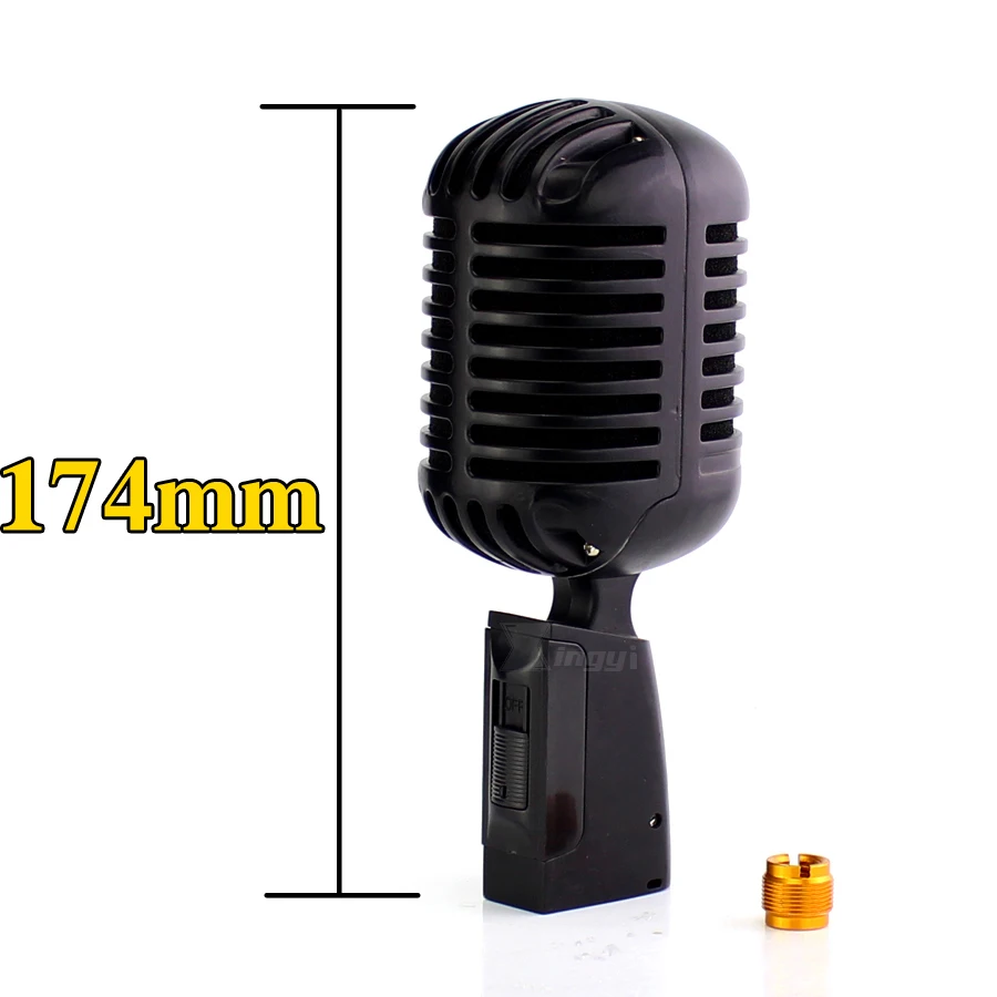 Металлический профессиональный вокальный динамический винтажный микрофон для