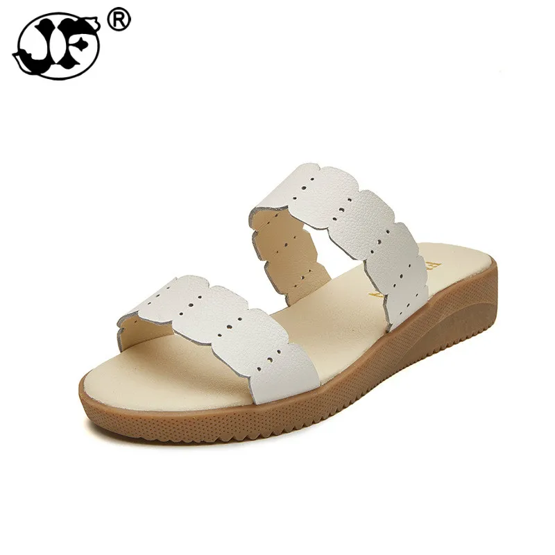 

Genuine Leather Flip Flop Sandals For Women Summer Shoes Elegant Flat Low Heel Fashion Outdoor Slides Women Slippers hjm8