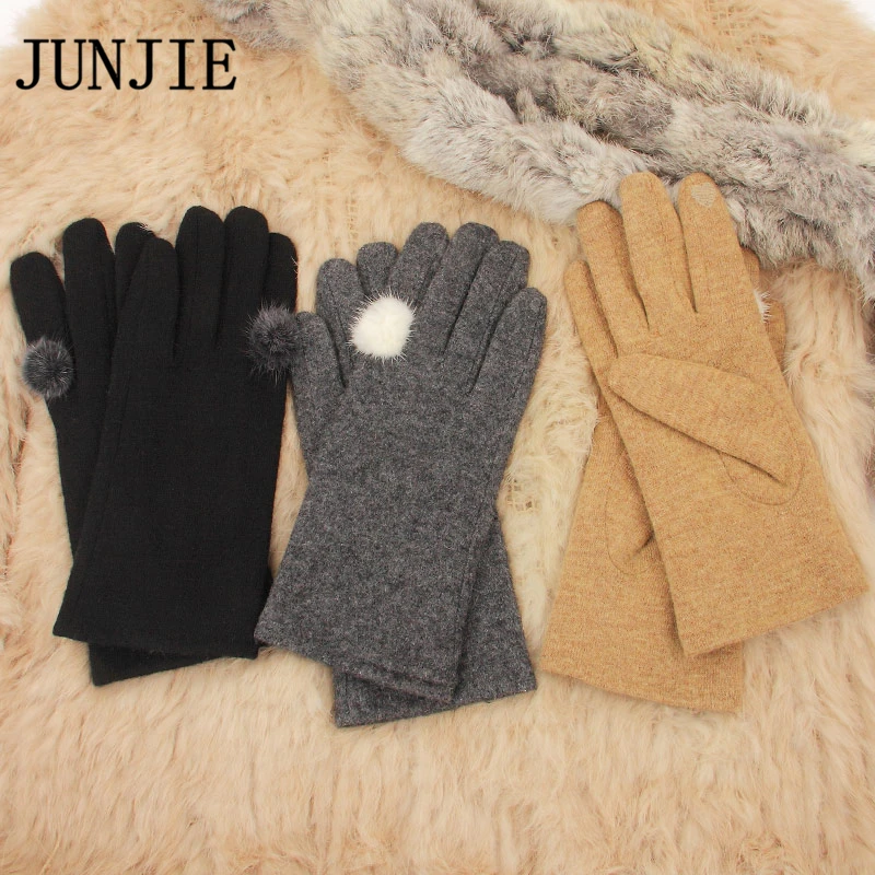 

Newest Female Screen Touch Wool Glove Thick Gloves Women's Mittens Winter Warm Wrist Gloves Full Finger High Quality 10 pairs