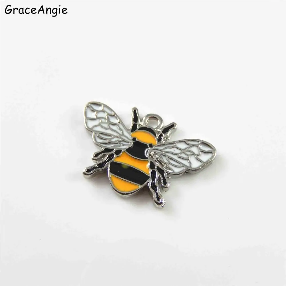 2 Graceangie 8 шт. цинковый сплав пчела Форма Талисманы Цепочки и ожерелья подвеска Творческий цвета: золотистый, Серебристый браслет ручной работы DIY Jewelry Интимные аксессуары - Окраска металла: 2