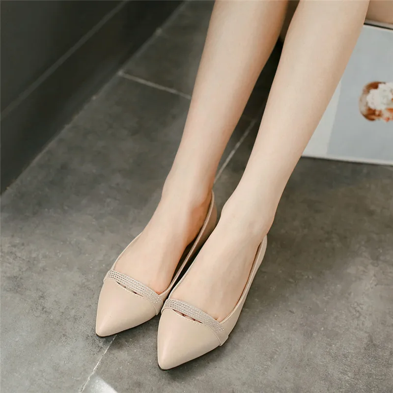Women's spring fashion non-slip wear-resistant rubber sole ladies shoes pointed flat |