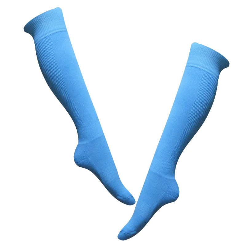 1 pair men adult socks Sports athletics football soccer Running Cycling Over knee Solid color Sky blue B6521 |