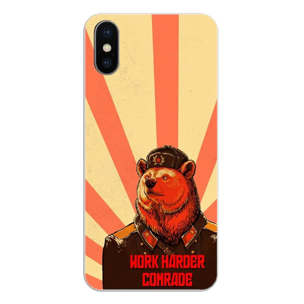 For Huawei Honor 8 8C 8X 9 10 7A 7C Mate 20 Lite Pro P Smart Plus Moscow Russian Brown Bear Art printed TPU Transparent Cases |