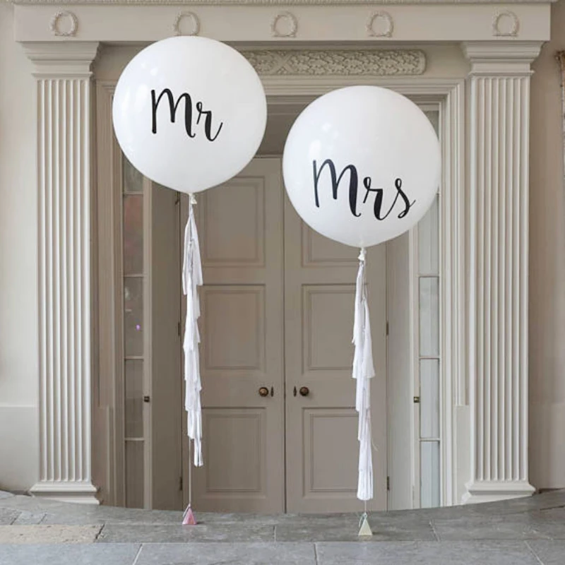 Латексные воздушные шары 1 шт./лот 36 дюймов с круглым белым принтом Mr & Mrs для