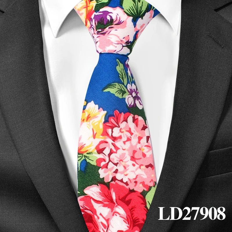 LD27908 Винтажные Цветочные хлопковые галстуки для мужчин, обтягивающие Свадебные Мужские галстуки, тонкие галстуки, деловой шейный галстук, Модный повседневный галстук с принтом - Цвет: LD27908