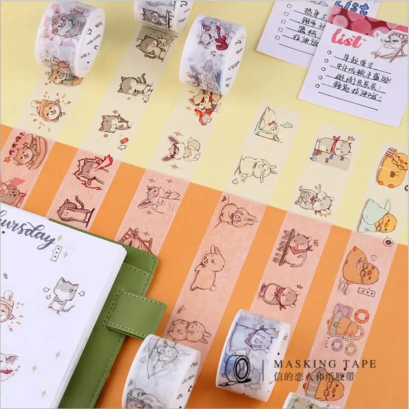 30 мм * 7 м Crazy animal Series Cat Rabbit Hamst японские DIY декоративные ленты для альбома Детские