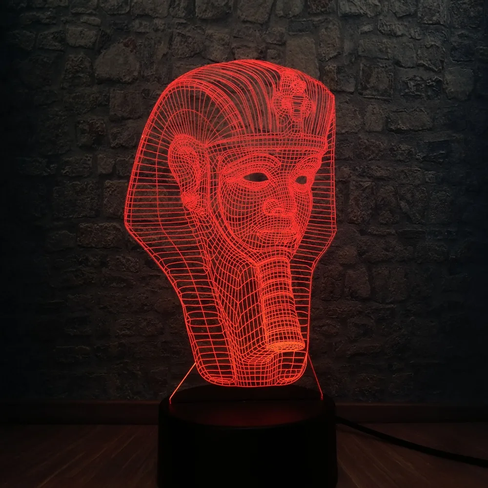Оптовая продажа RC 3D Египетский Сфинкс Фараон светодиодный светильник USB ночник