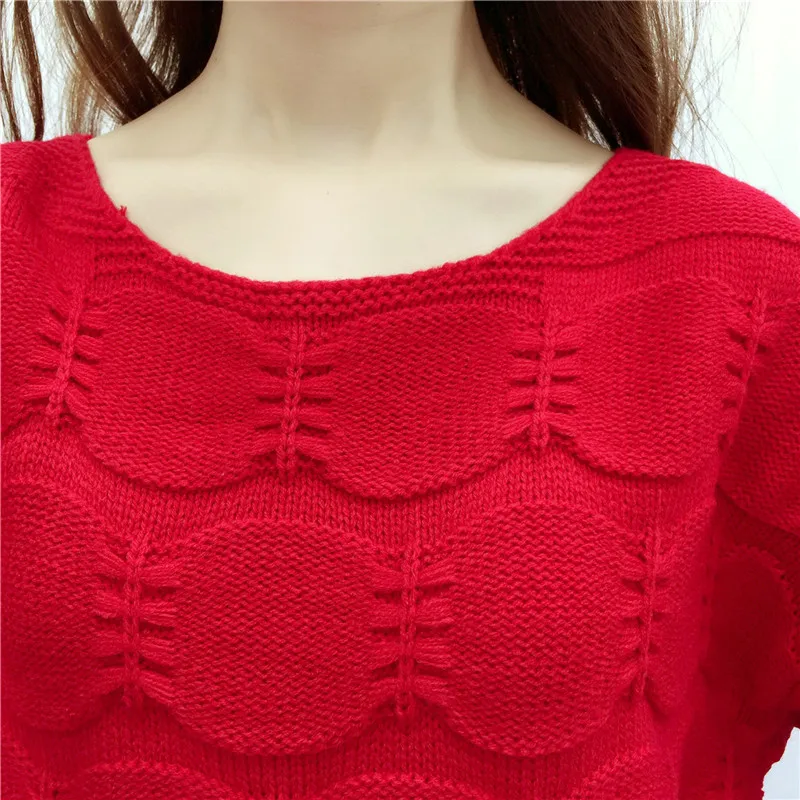 Sweater Women Autumn 2018 New Loose Bat Sleeve Pullover Knitted Female Round Neck Short Large Size Ladies sweater Cw528 | Женская одежда