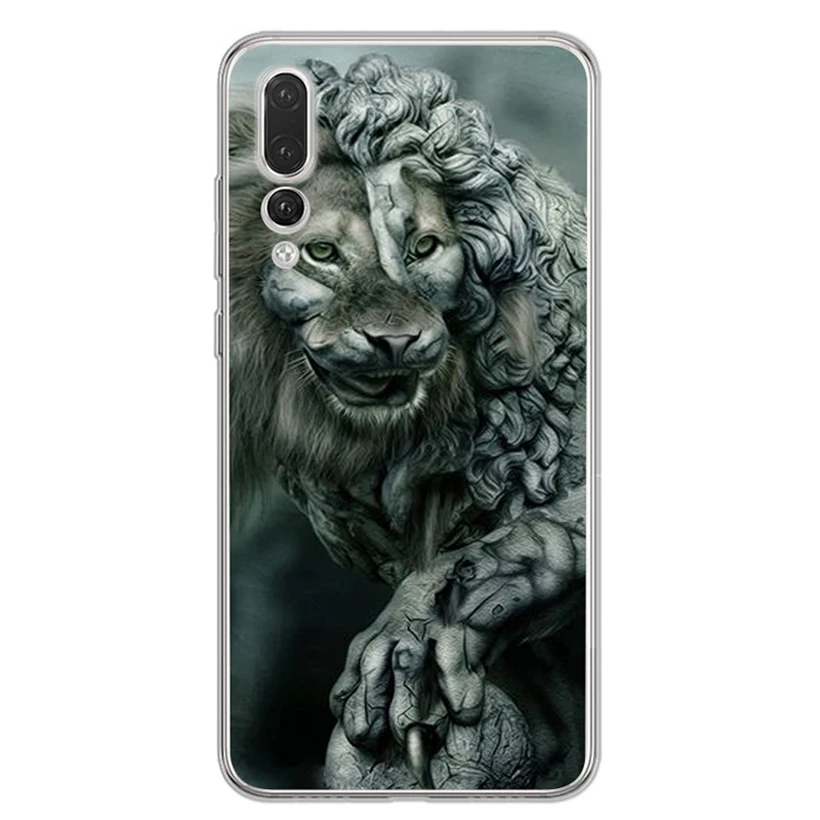 Чехол для Huawei Honor 7A 8A 8X 8C 9 10 Mate 20 P9 P10 lite/P8 Lite Y5 II Nova 3 Мягкая Краска TPU чехол лев