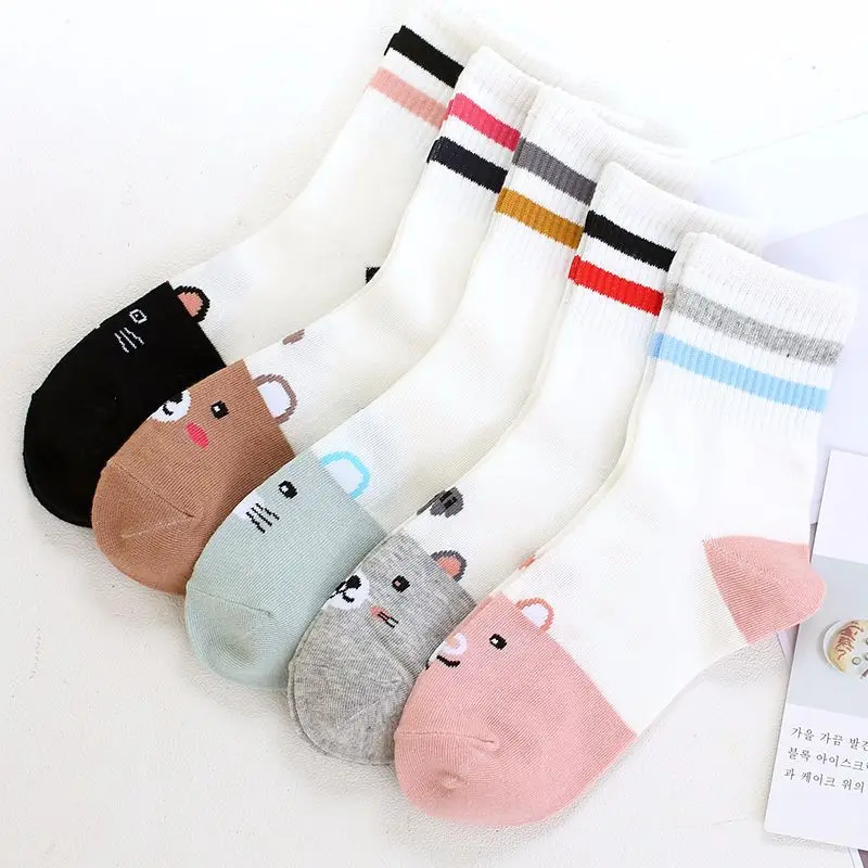 Women Short Socks Winter Cotton Cute Candy Colors Striped Cartoon Ladies Sock 2018 N | Женская одежда