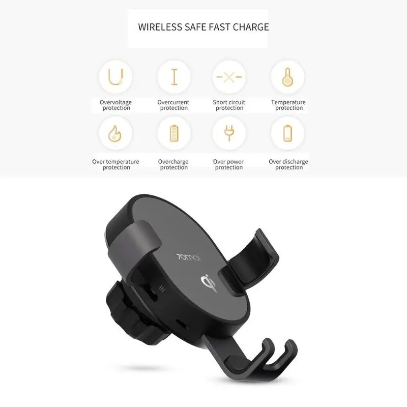 Xiaomi 70mai 10 Вт/20 Вт Qi Беспроводное Автомобильное зарядное устройство, аксессуары для зарядки мобильных телефонов для iPhone, samsung, держатели для мобильных телефонов, автомобильная подставка