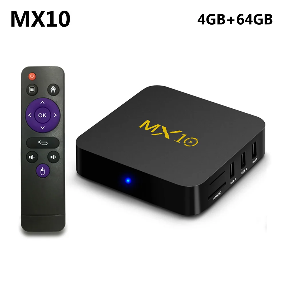MX10 4 Гб ОЗУ 64 Гб ПЗУ Лучший Android 8,1 ТВ приставка RK3328 Четырехъядерный 4K HDR медиаплеер 2,4G wifi смарт-приставка vs X96 Mini - Цвет: only 4GB 64GB TV box