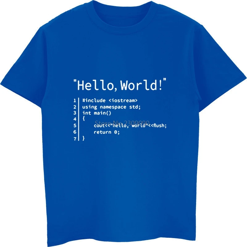 Футболка мужская с коротким рукавом Hello World модная тенниска из хлопка