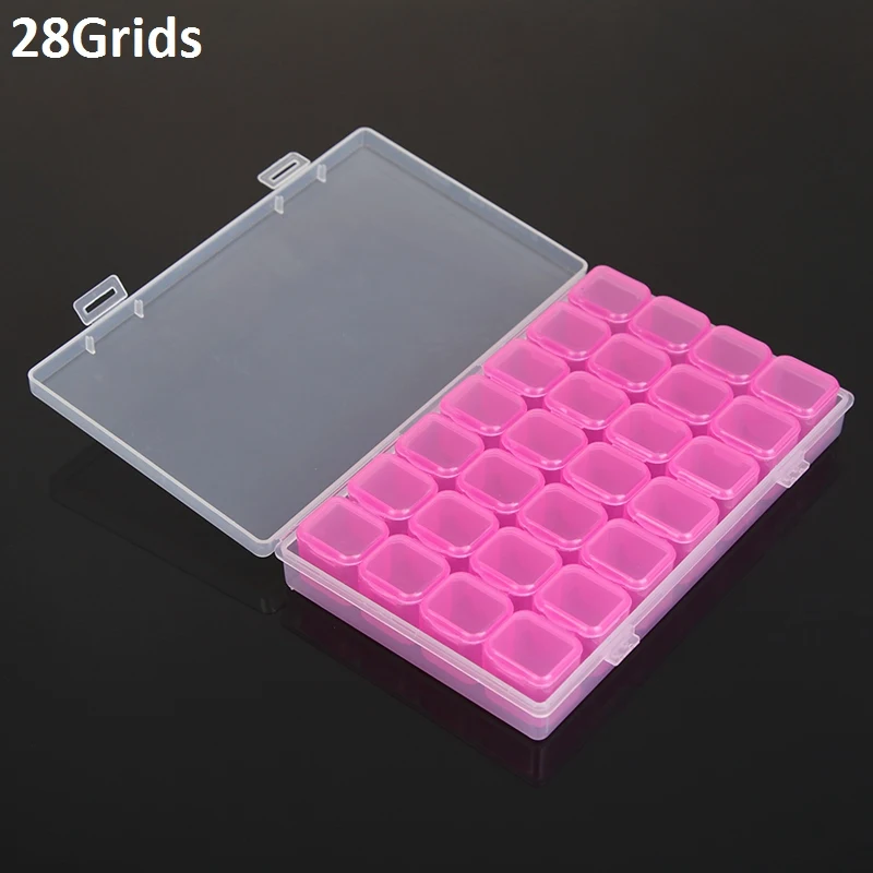 28grids A 4/28/56 сетки 5D DIY алмазная живопись дрель коробка ювелирных изделий Стразы Вышивка с украшением в виде кристаллов бисера, органайзер, хранилище, сумочка, Чехол Контейнер - Цвет: 28grids A