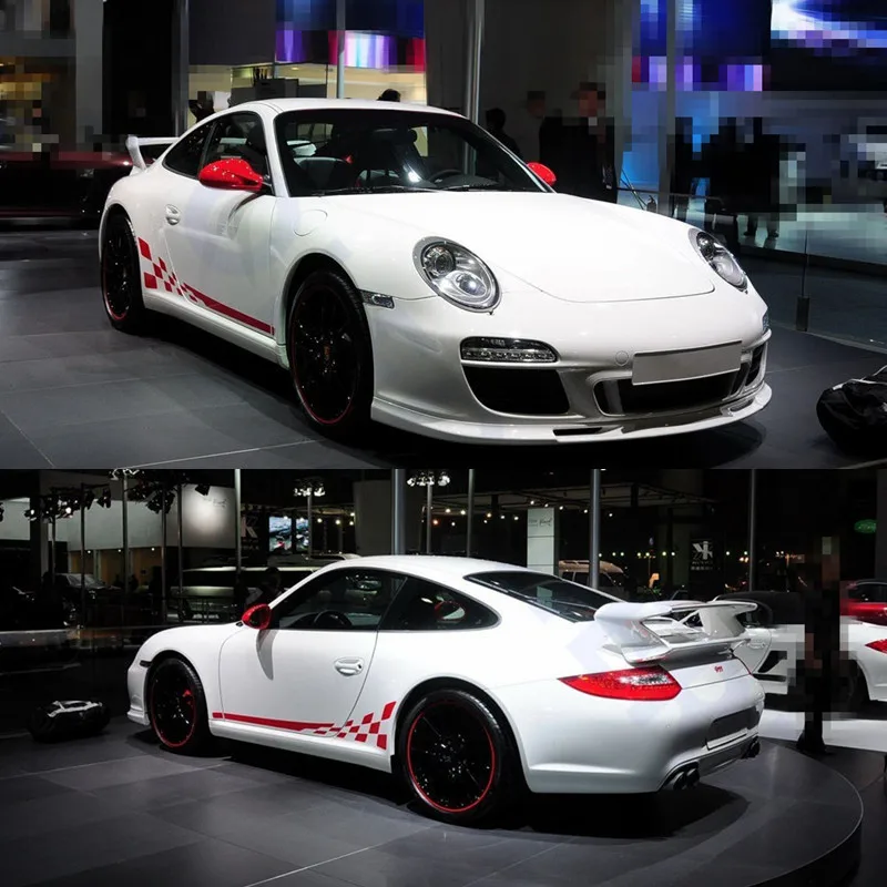 

For Porsche 911 997 Racing Flag Graphic Door Side Skirt Stripes Auto Body Decor Stickers Car Original Decal Sport Styling