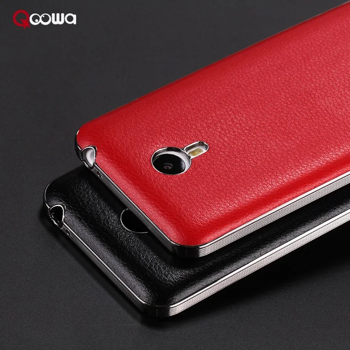 New arrival 7 Color Top Quality Luxury leather Back cover For meizu m2 note case with electroplate PC frame |