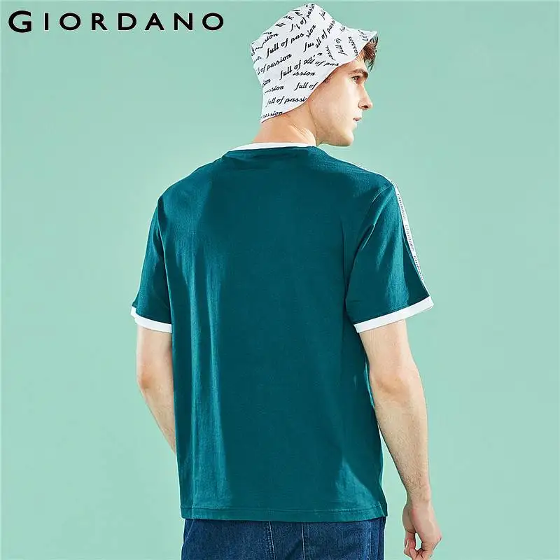 Giordano.мужская футболка с круглым воротом и короткими рукавами имеется печатный