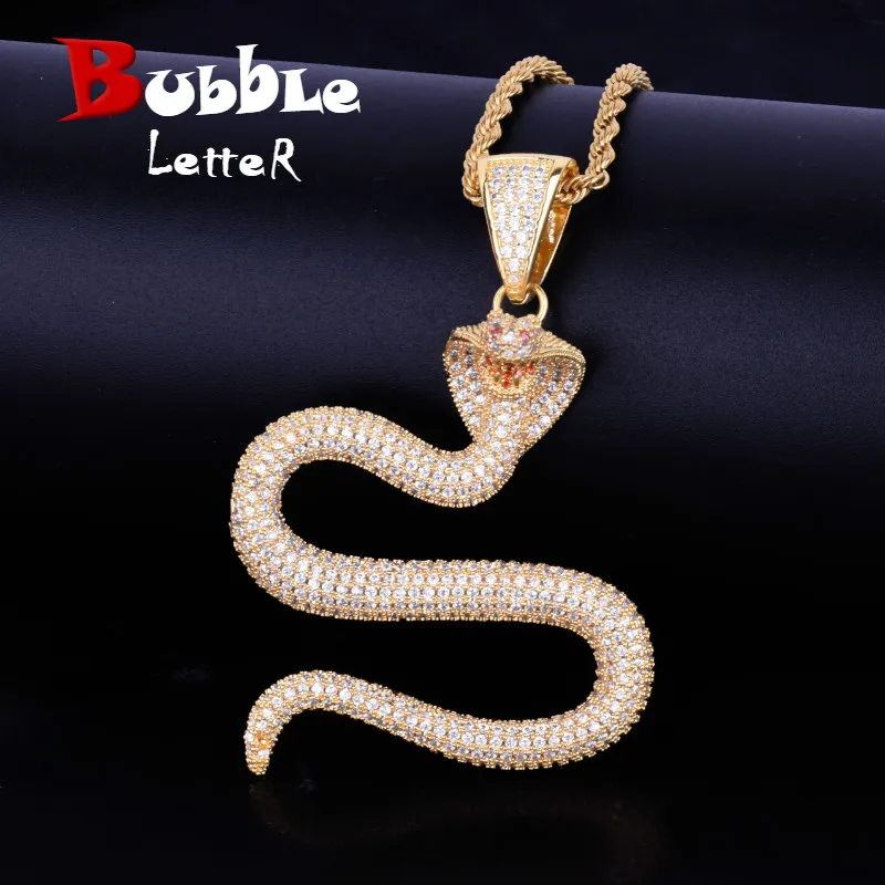 Животное Змея Ожерелья & Подвески с золотой Цвет Bling кубического циркония для