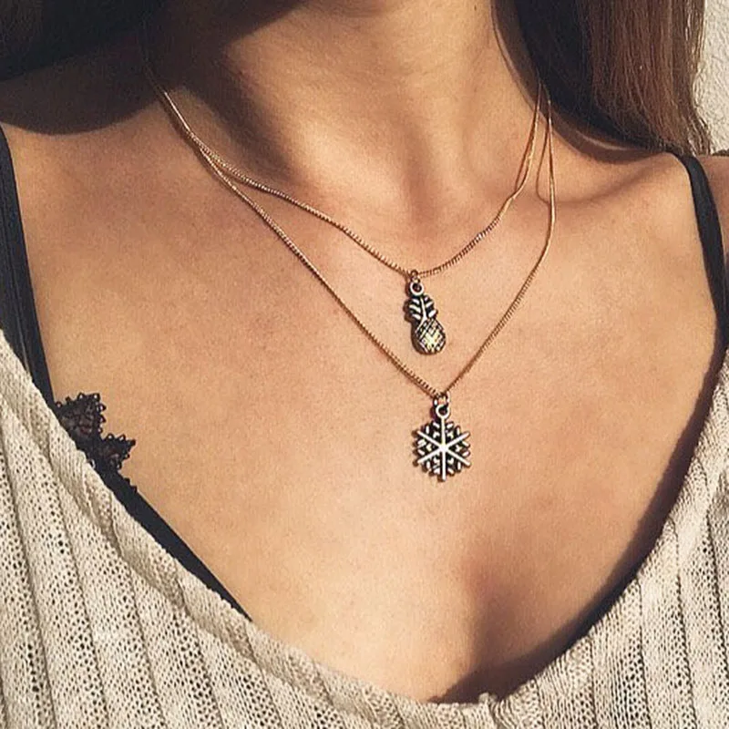 Сексуальное элегантное многослойное геометрическое ожерелье с кулоном для