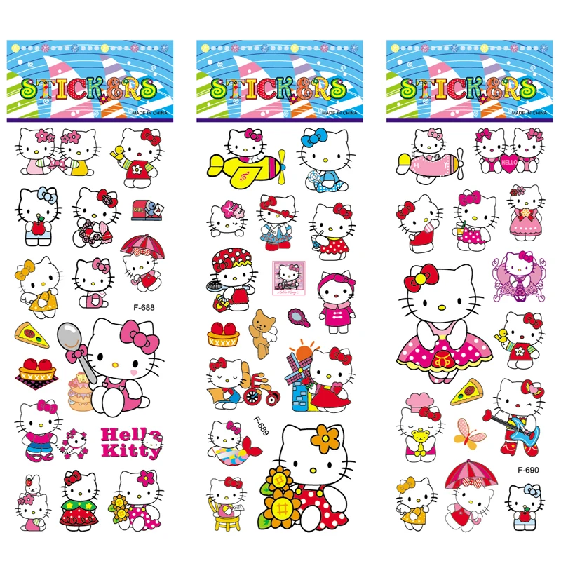 12 листов пузырьковая наклейка s 3D милый мультяшный рисунок hello kitty кошка наклейка Скрапбукинг игрушки для детей детский подарок Этикетка Декор