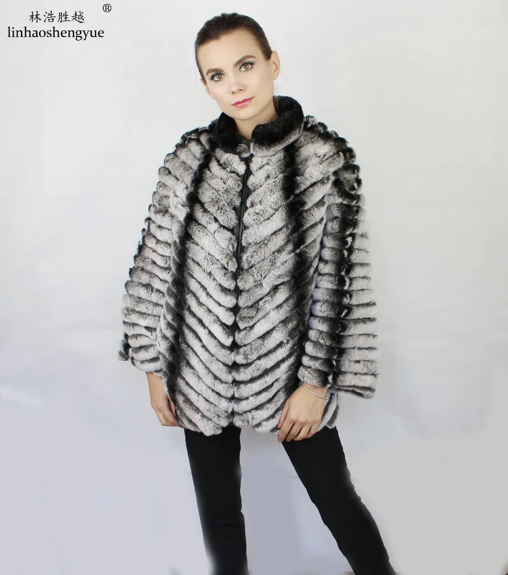 

Linhaoshengyue Real Rex Rabbit Fur Coat Women Winter