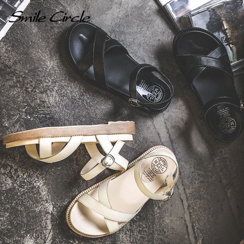 Женские сандалии на плоской платформе Smile Circle модные удобные повседневные для