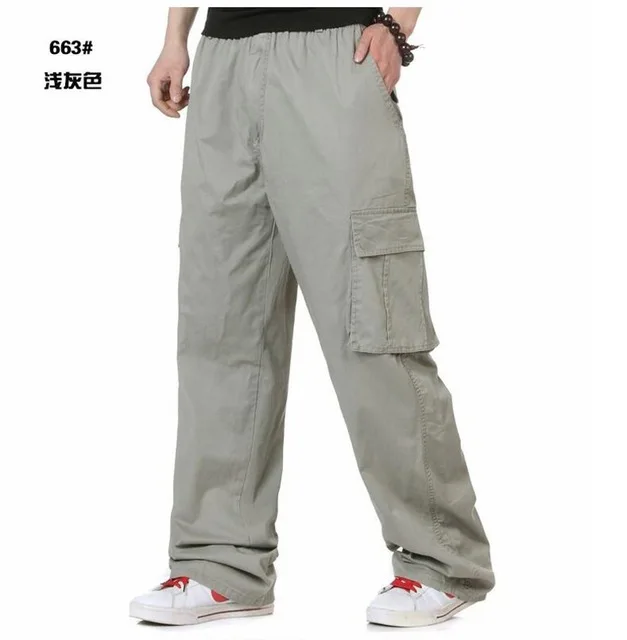 picture light gray Мужские брюки Cagro размера плюс 6XL 7XL, летние, с карманами, на дверь, мужские, Armygreen, тонкие, эластичные, 8XL, серые, 48, прямые брюки - Цвет: picture light gray
