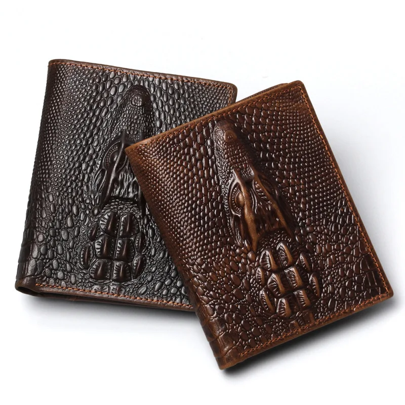 Мужской кошелек из натуральной кожи с тиснением под крокодила|purse for men|men genuine leather