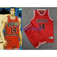 anime slam dumk cosplay costume shohoku hisashi mitsui red basketball jersey and shorts sportswear athletic team uniform