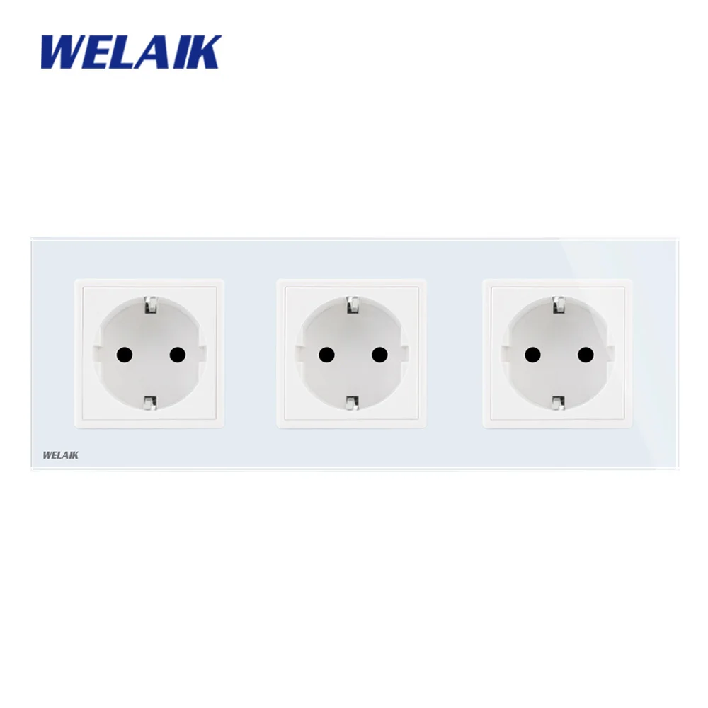 Welaik Стекло Панель стены разъем розетка Белый Черный Европейский Стандартный