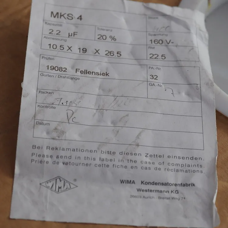 Оригинальный новый 100% красная лошадь MKS4 160V 2 мкФ 225 2U2 Катодная пленка горящий