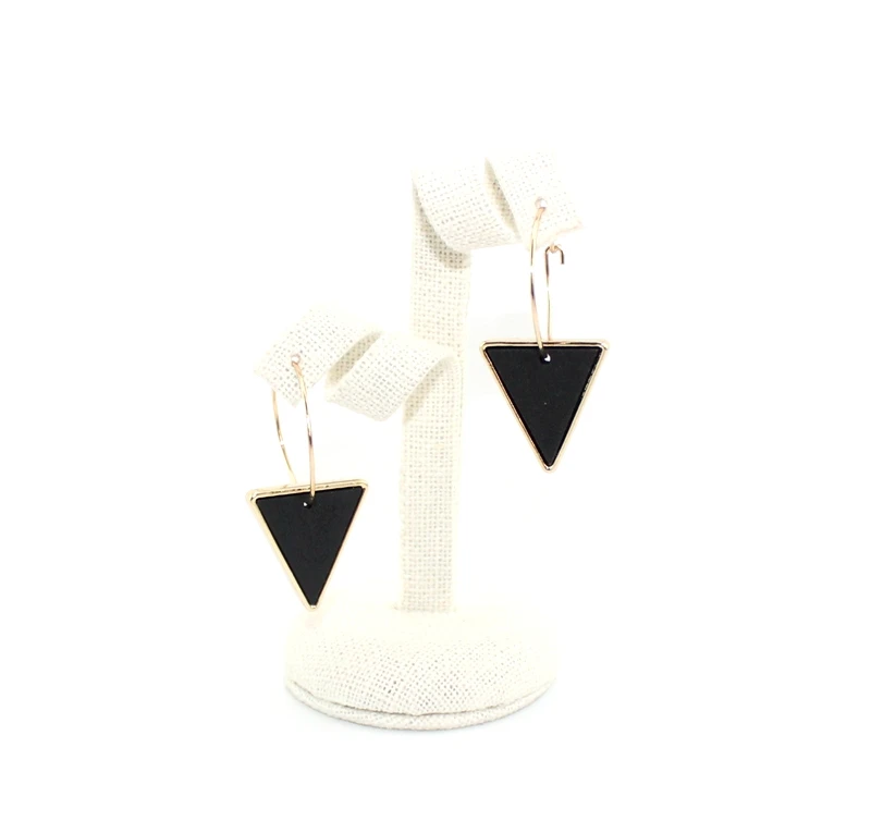 Новинка 2017 серьги-капли из натурального дерева с геометрическим рисунком