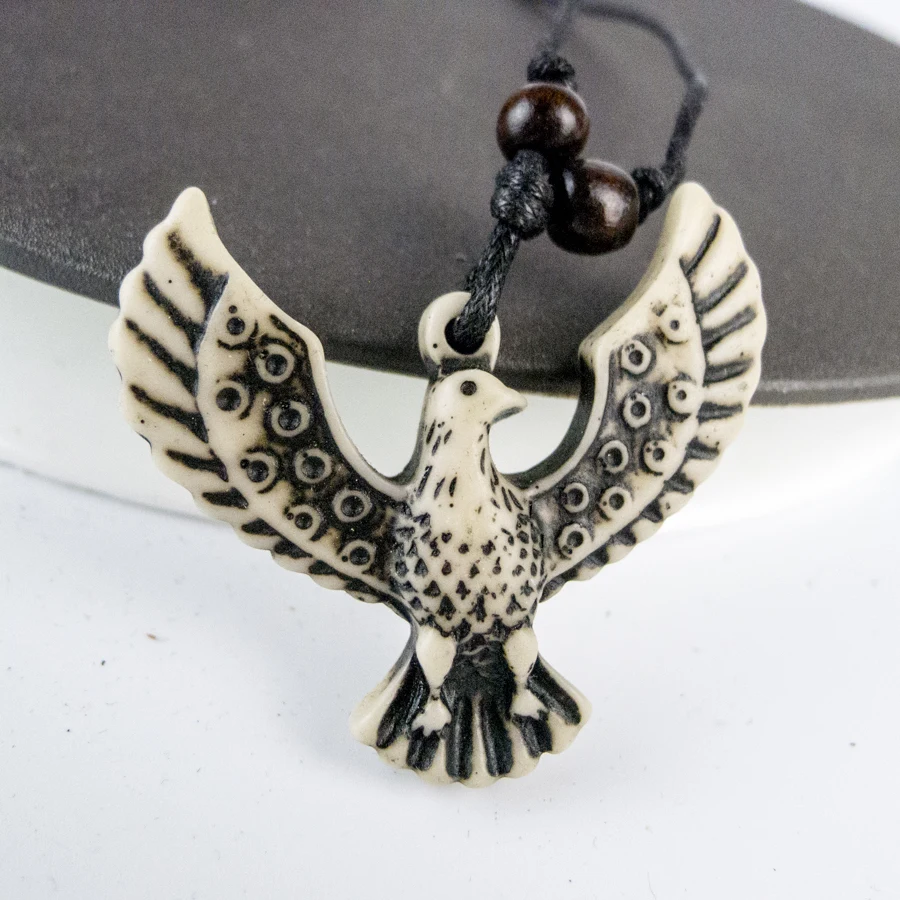 Phoenix Man's Pendant limitation Yak Bone Material Art Necklace Vintage Men's adjustable Rope Necklaces #GZ211 | Украшения и