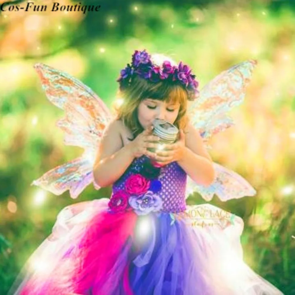Thanks Giving Princess Tutu Baby Toddler Girl Fairy Costume Purple&ampPink Birthday Party Dress With Wreath Christmas | Детская одежда
