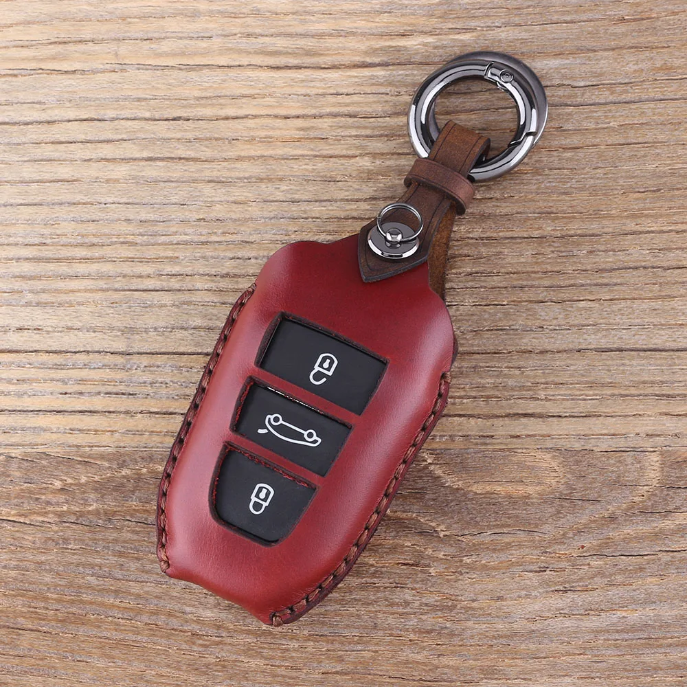 Dandkey из натуральной кожи 3 автомобильный ключ с кнопкой крышка Fob для peugeot 508 чехол