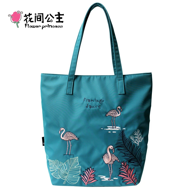 

Flower Princess Nylon Flamingo Tote Shoulder Bag Handbag Women Ladies Teenage Girls High School Bags Bolsa Feminina Bolsos Mujer